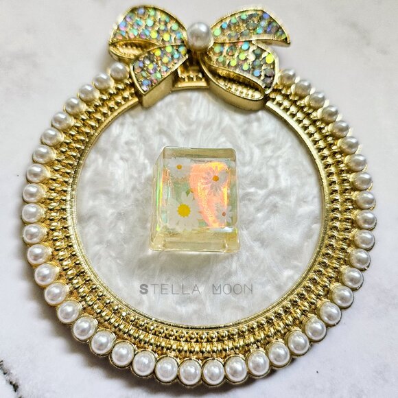 Resin Keycaps, 1U OEM & Cherry, Yellow Green Floral, Aurora Effect, Keyboard - Picture 7 of 7